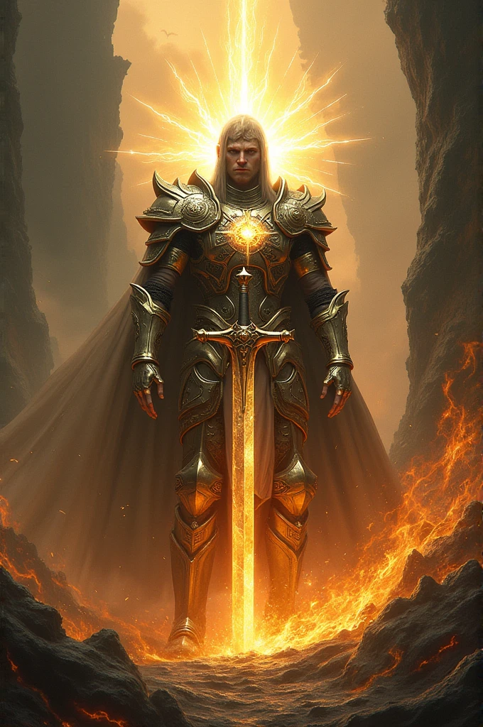 Warrior with the holy spirit fighting demons