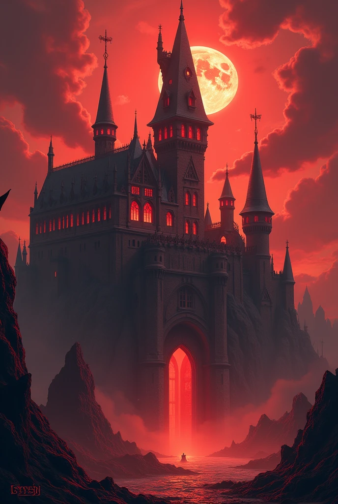 Create a beautiful castle in hell 