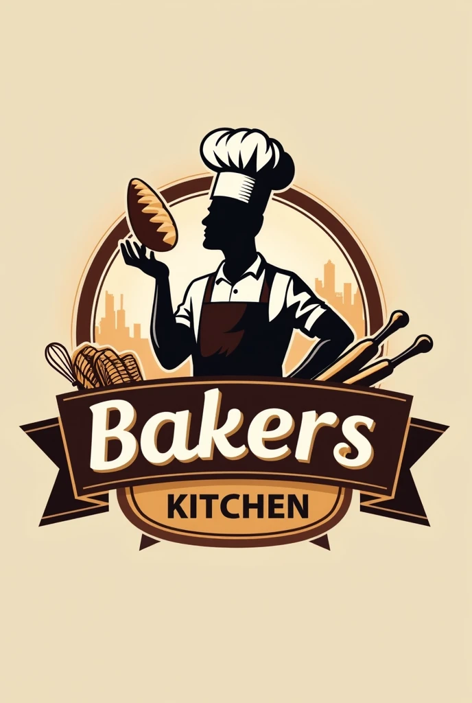 A company logo using the name bakers kitchen