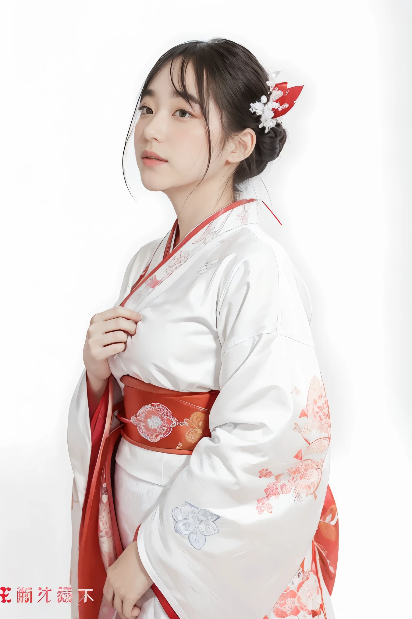 (((white background、white world)))、14 years、Harmony wallpaper 8K、Superb details、very beautiful、Masterpiece、Highest quality、(tangleた、Mandala、tangle、tangle)、(fractal art:1.3)、one woman、beautiful black hair、Japan、Big pink、Red kimono set、Japan clothing、very detailed、Dynamic angle、cowboy shoot、The most beautiful things cause chaos.、elegant、brutal design、Bright colors、romantic、atmosphere、Save the ecstasy.、Streaming music recordings will appear.、(((white background、pure white background、Red circle)))