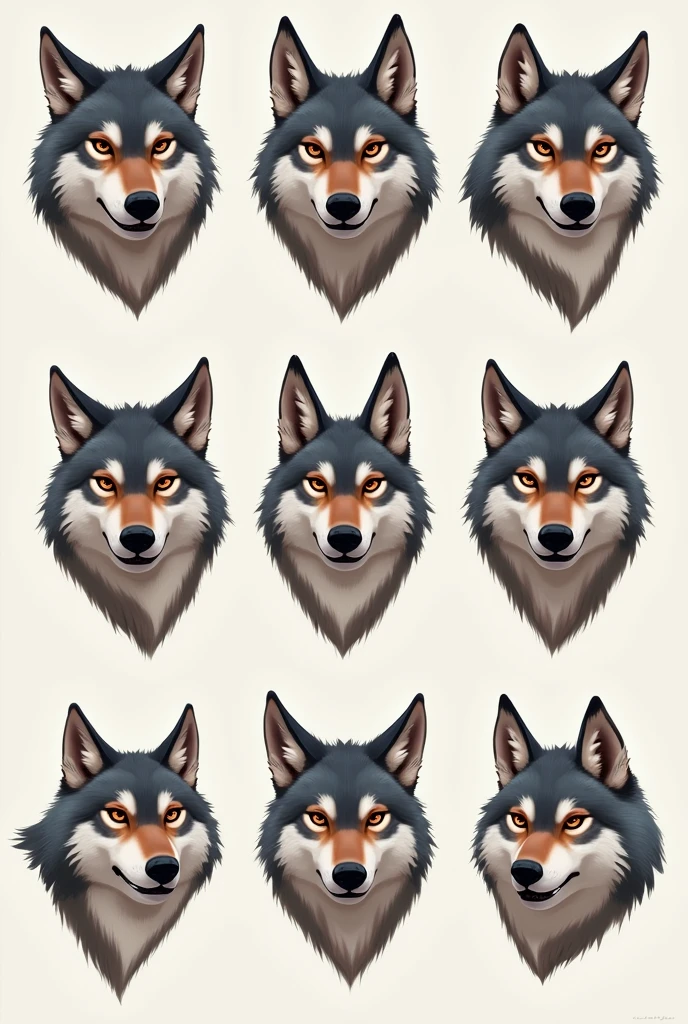 create diferent wolf head with emotions for twitch's emoticone