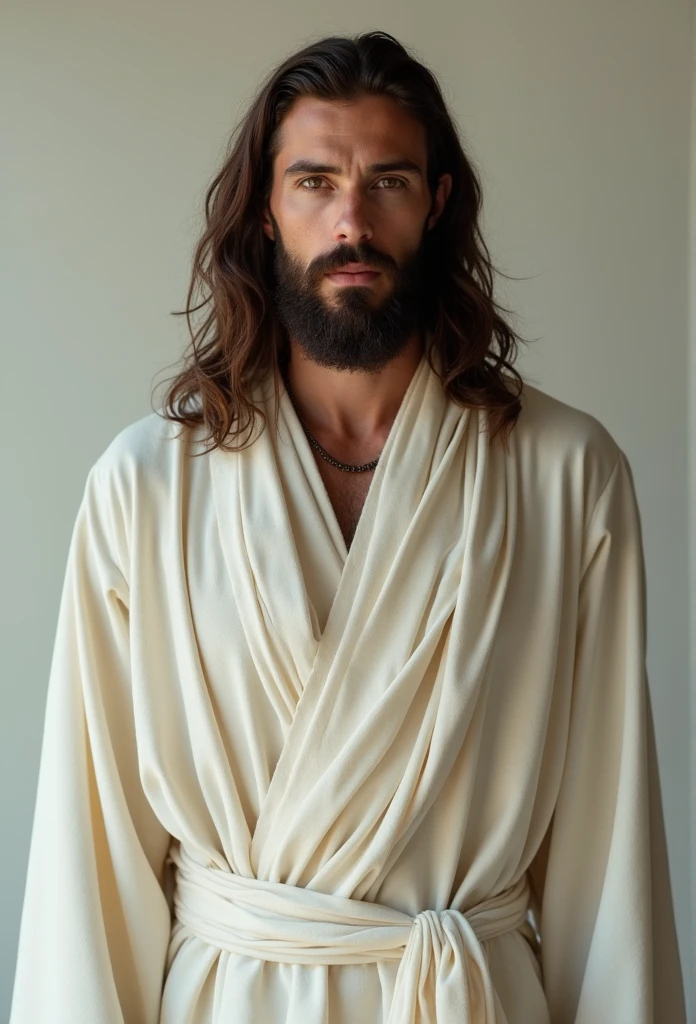(symmetry),centered,a ((close)) up portrait,(Jesus),a very thin white prime man with long hair and a beard,wearing a long white robe,35mm,natural skin,clothes detail, 8k texture, 8k, insane details, intricate details, hyperdetailedhighly detailed,realistic,soft cinematic light,HDR,sharp focus, ((((cinematic look)))),intricate, elegant, highly detailed