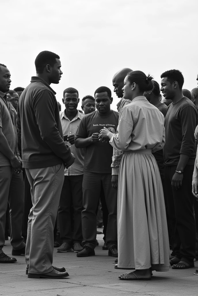 You can generate an image to print in black and white with realistic images that represent what you understand by "Assemble or gather in a group"