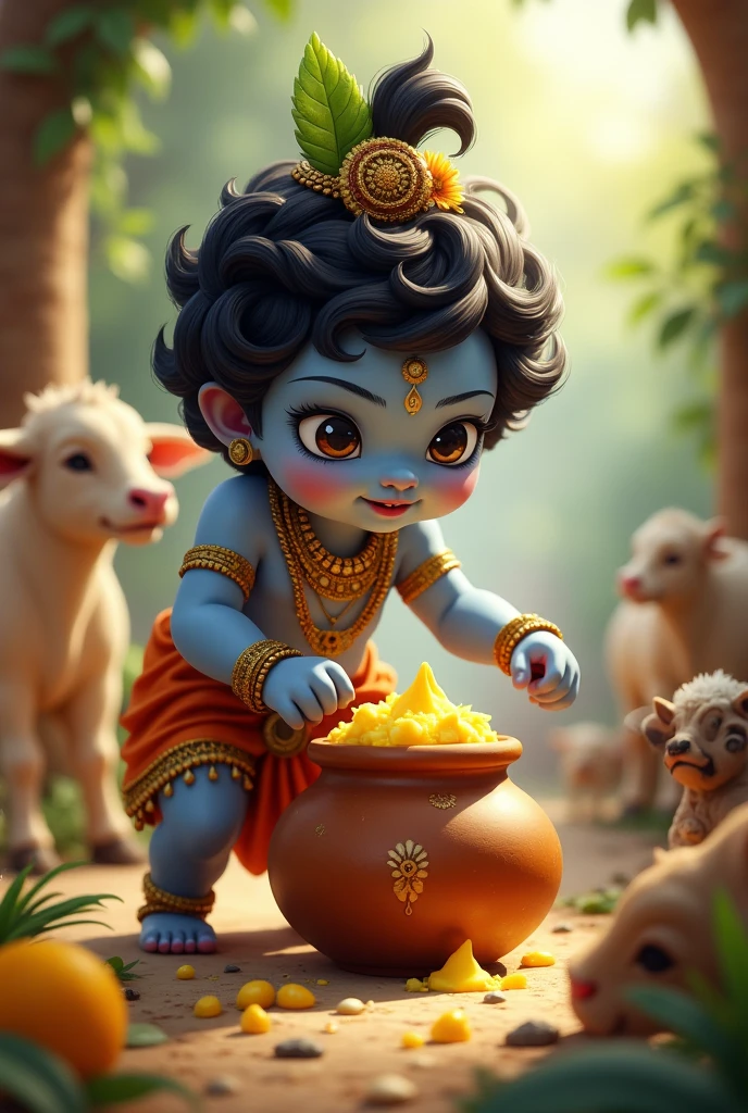 Lord Krishna stealing butter