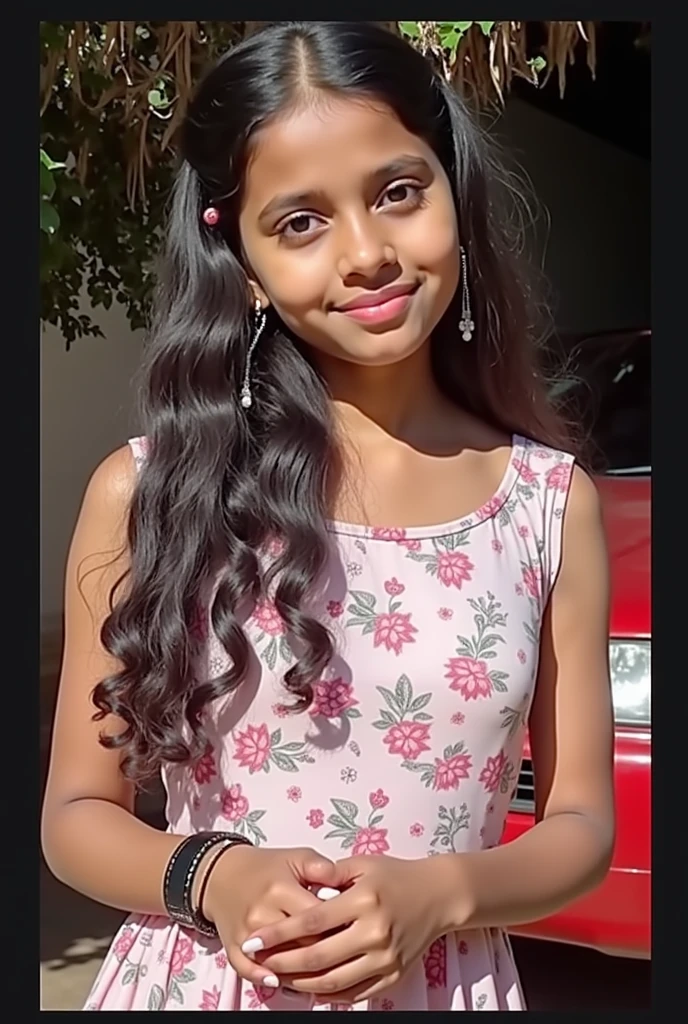 20 years old indian girl , wearing Black dress   , flowers , rough dry face skin , white wall background 