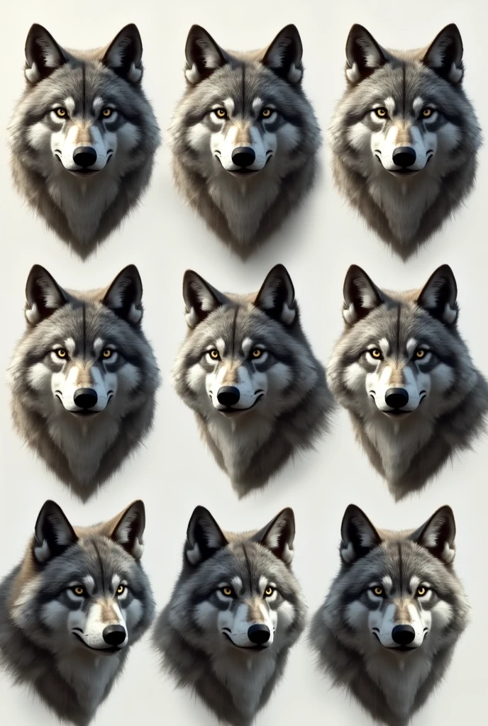 create diferent wolf head with EMOTIONS