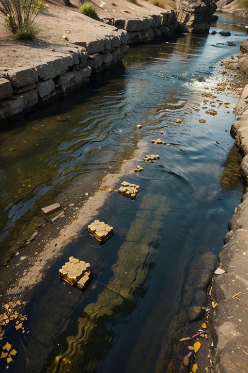 GOLD NUGGETS IN A RIVER