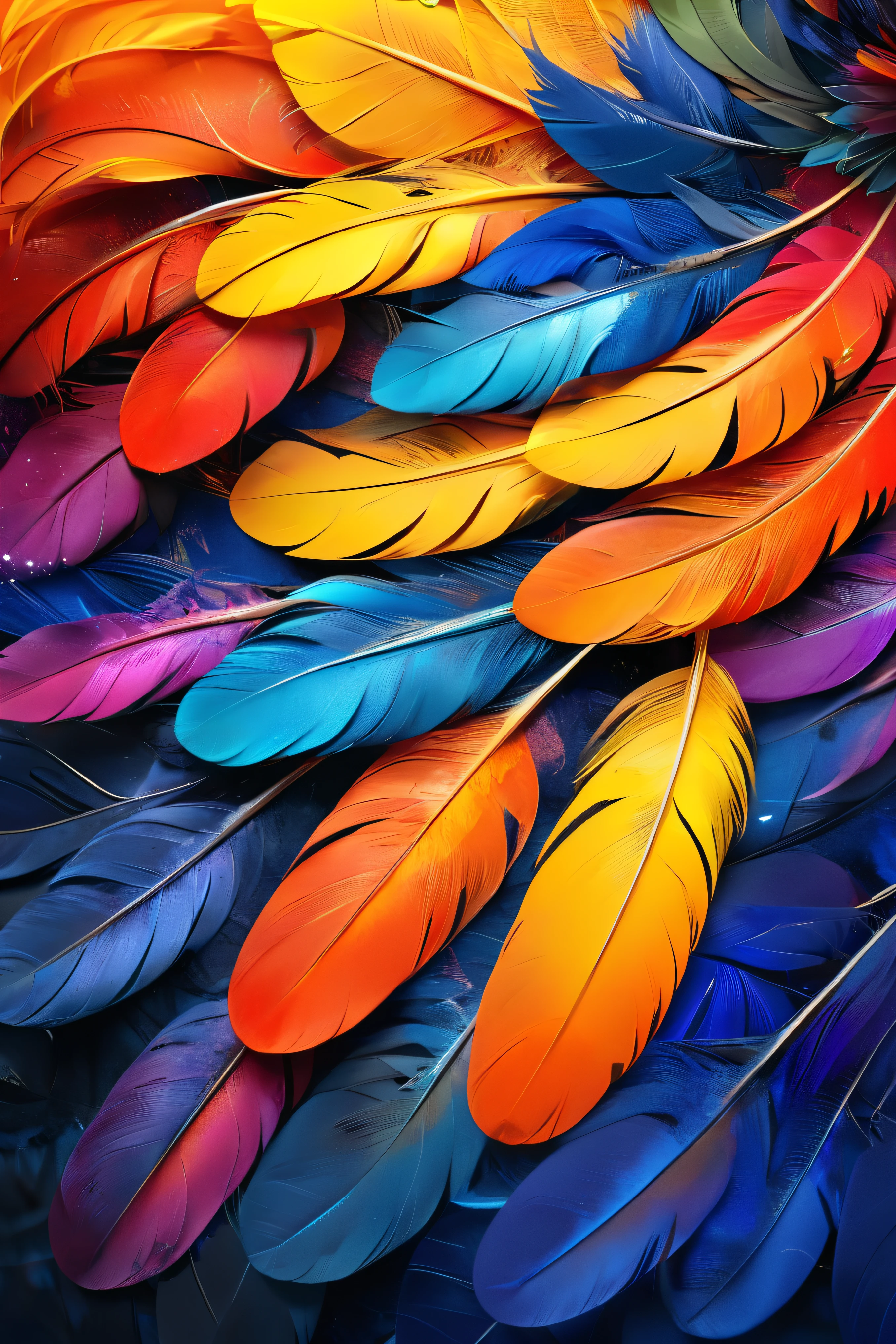 Atme,colorful feather,, (masterpiece, best quality, high quality, high resolution, Extremely detailed),