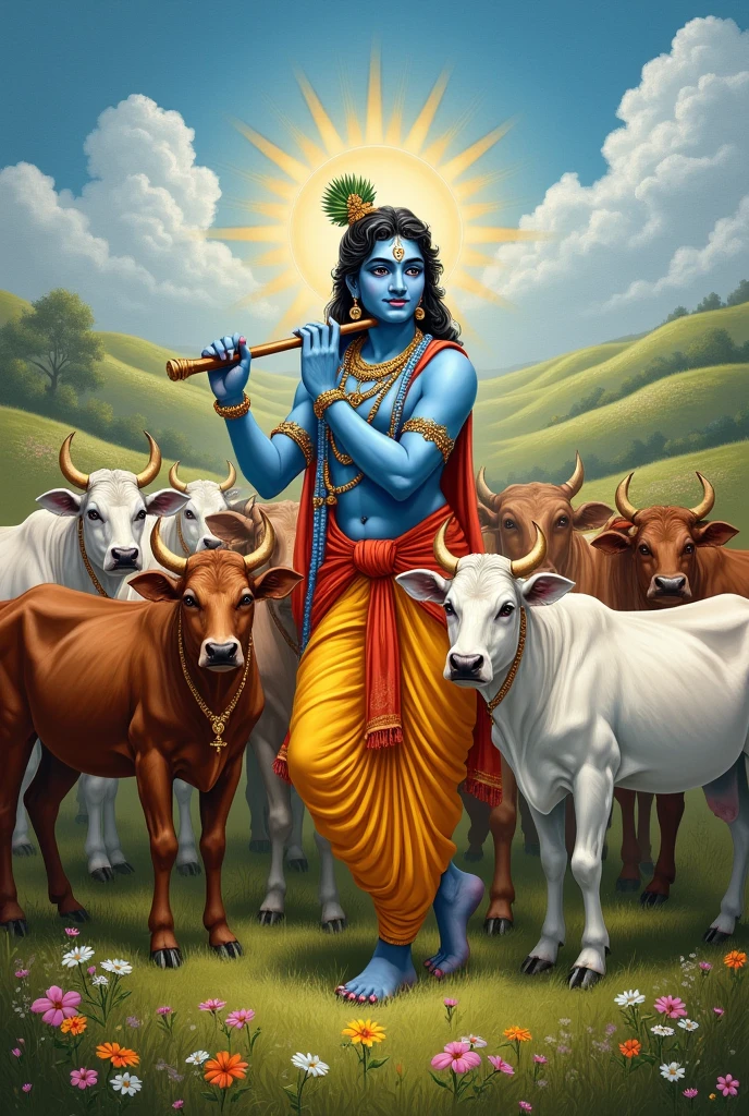 Lord Krishna with cows