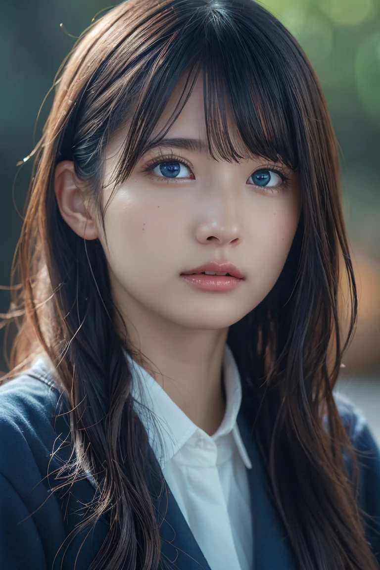 Best Quality,masutepiece,hight resolution,Beautiful eyes,Detailed background,[Backlighting],(Face lighting),[Close View:0.8],(8K、Raw photography、top-quality、​masterpiece:1.2)、(realisitic、full body blue eyes 