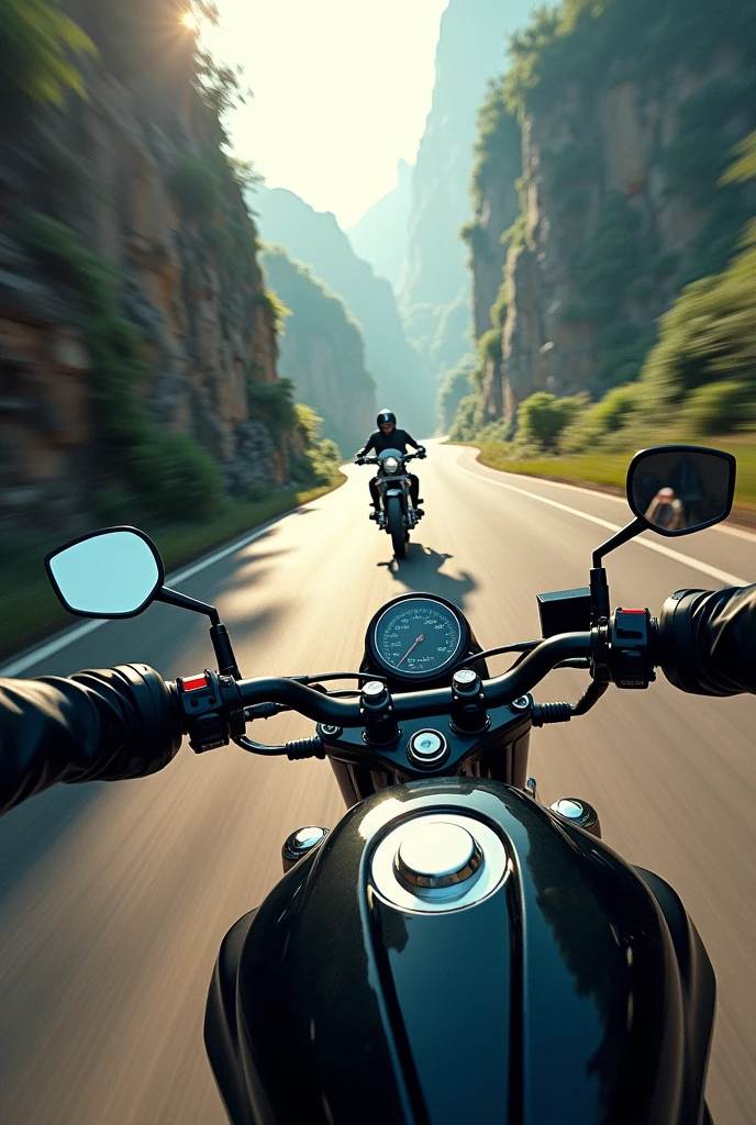 Moto bera sbr seen through the rearview mirror of another motorcycle