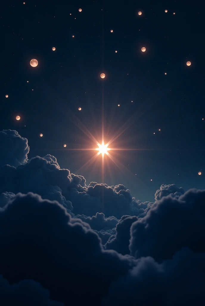 There are many moons in the sky, all the moons are round and one star