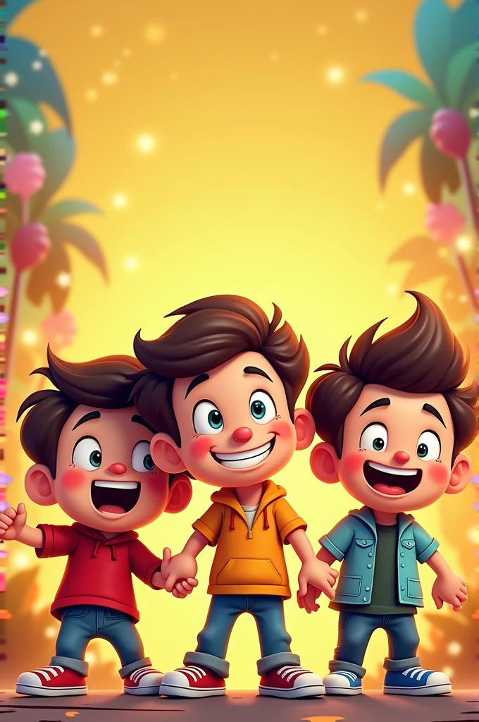Make a youtube banner for comedy content creator, best of best, of three boys