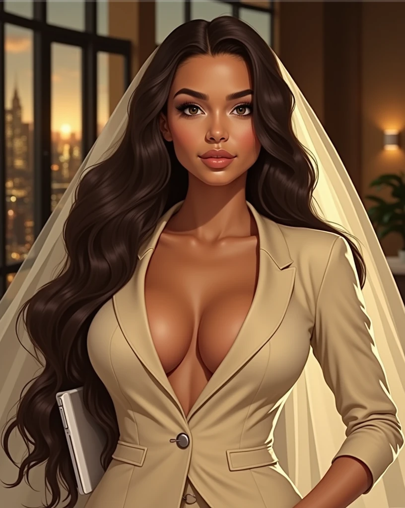 Beautiful young lady thriving in business