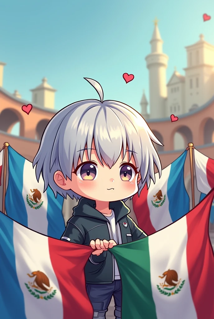 BTS&#39;s AGUST D protected by his army fans with Guatemalan, Mexican, Argentinean flags cute chibi cartoon image
