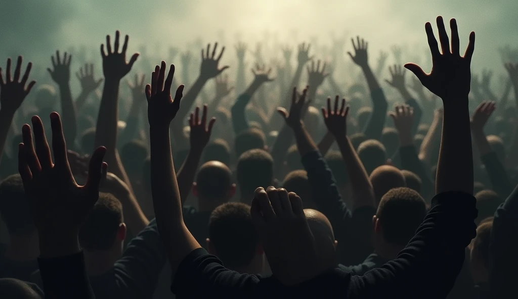  Crowds Hands of people only and fear in the background