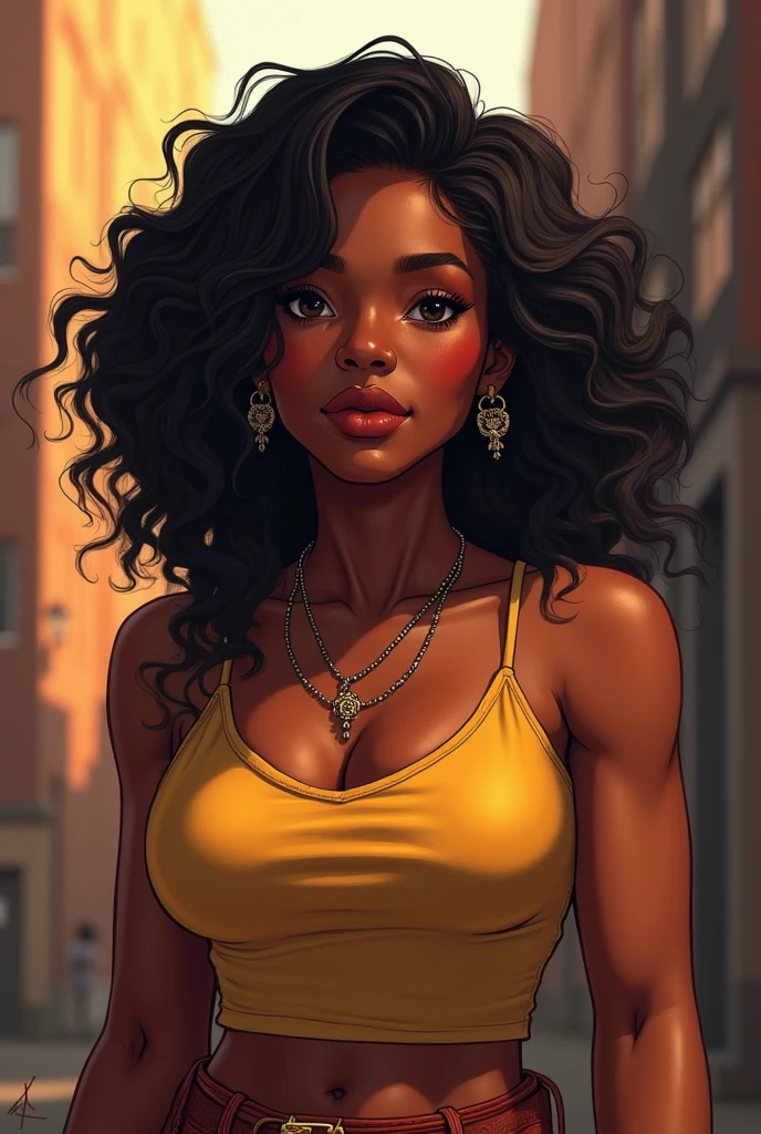 A short, fat black woman with loose hair