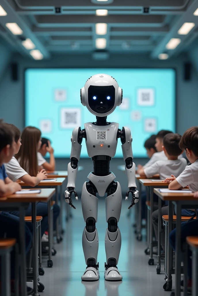 A robot teacher with QR and AI
