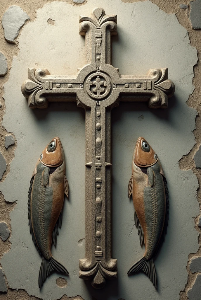#x-shaped cross#apostle andrew symbol#stone symbol#two fishes