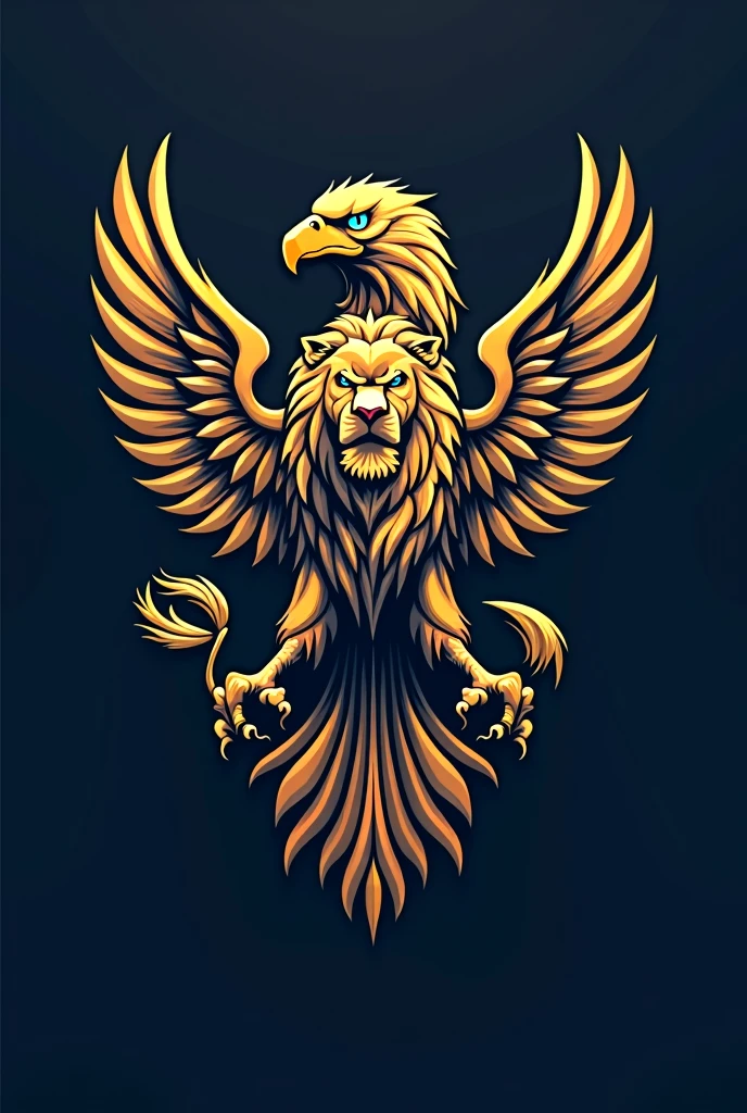 The logo depicts an eagle and a lion intertwined in a harmonious and balanced design. The eagle, with its wings outstretched, represents vision, power, and freedom. Its sharp eyes and beak are directed forward, symbolizing focus and determination. The lion, known for its strength and leadership, is depicted in a majestic stance beside the eagle. The lion’s mane flows seamlessly into the feathers of the eagle, creating a unified and fluid design. The colors are bold, perhaps with golds and deep b