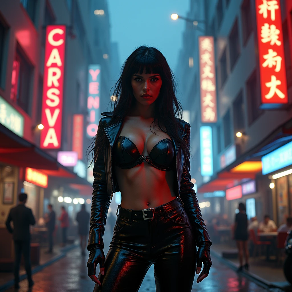 full body pose of a sexy woman with large breast facing the camera, cyberpunk, cyberpunk city street, Help, my mum is on OnlyFans, She's got more fucking followers than a K-pop band, Jesus, she's shaking it like a Polaroid, And if you are on HD you can see her hemorrhoids. Her selfies are a gothic tale, A carnival of chaos where the shadows wail, Like a metal riff that pierces the night, Mom in leather, oh what a fright! What the fuck is going on? Mom's twerking to pay my damn student loan, She's got fans from here to fucking Kazakhstan, And she’s sending soiled knickers to Japan. In the basement, the demons laugh and dance, As Mom shows a little more than a passing glance, It's a black comedy, a circus of regret, With every click and every view, we’re drowning in debt. My friends are laughing, calling me a freak, While Mom’s in a costume, pulling off a mystique, She’s a dark queen in this pixelate hell, With a crown of likes and a story to tell. The family tree's got branches that twist and turn, As the flame of our sanity starts to burn, But in this twisted metal, we’ve found our groove, In a world gone mad, we've got nothing to prove. What the fuck is going on? Mom's twerking to pay my damn student loan, She's got fans from here to the end of the land, And she's selling “vintage” at a discount brand. So raise your horns for this absurdity,
In a dystopian dance of pure absurdity,
We’ll rock and roll through this wild charade,
With Mom on the throne of an OnlyFans parade!, cyberpunk style, cyberpunk city, cinematic light, award winning photograph