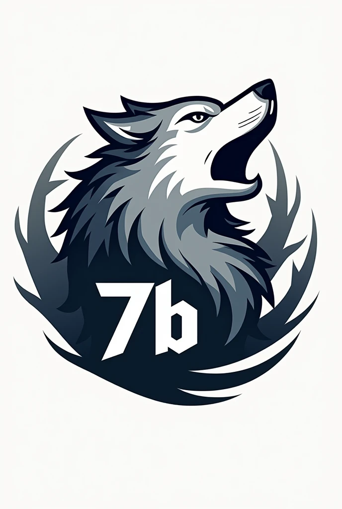Create for me the logo of a wolf blowing wind and inside the wind the name "7 B".