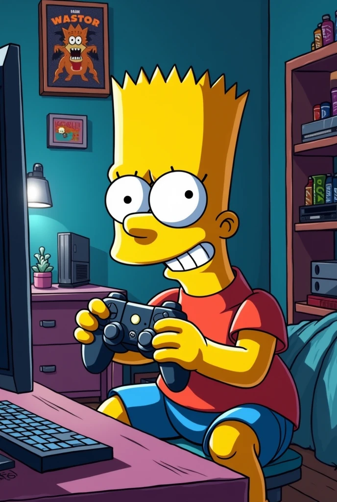 bart simpson gamer playing