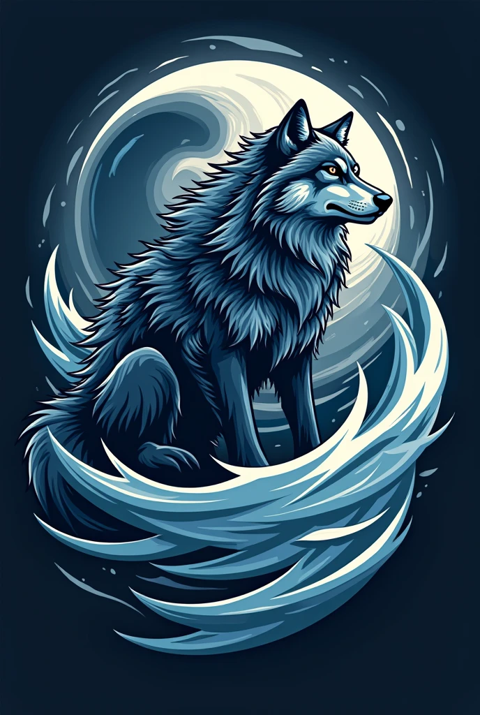 Create a logo for me with a wolf, wind and the name "7 B"