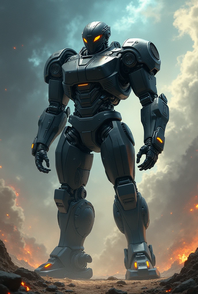Black, Visor Head, mechanical, Super Robot, Full body image, Apocalypse, universe,