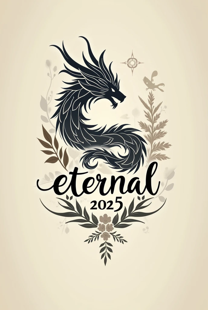 A logo that has to do with the word eternal, combined with an animal that symbolizes eternity and says eternal 2025, with cursive font