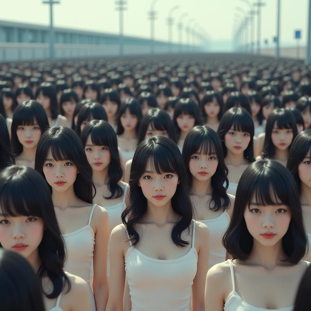 (((((Japanese Clone girls=Myself)))))), (((Best Super High quality Myself Clone girls Raw Photography Art))), (16K, Highest quality, Ultra-high resolution, RAW Photos), (((It&#39;s so unrealistic., With unparalleled depiction, With an unfathomable sight, An unprecedented and shocking worldview, Clone girls in a world of mass reproduction, Ultra-realistic))), (((Japanese, woman, 20yo, Saito-Asuka))), (Small face, ((Thick black hair, Semi-long hair))), ((V-neck short-sleeve dress)), (((((Very detailed美しい女体, Accurate body structure, Very detailed完璧な, Super busty body with very large breasts, Clearly emphasizes cleavage))))), (((Dark Eyes, Mature face, Cute Smile, A gentle gaze))), (((Her happy and smiling expression is so cute))), ((((((((Very detailed分身増殖描写, ((1girl→Myself cloning→1,000,000,000,000,000,000,000,000,000,000,000,000,000,000,000,000,000,000,000,000Myself Clone girls)))))))))), ((((((((Very detailed, The precise depiction of the proliferation of Myself Clone girls, ((With the perfectly identical bodies of Myself clone girls, With the exact same face as the Myself clone girls, With the exact same hairstyle as the Myself clone girls, In the exact same clothes as the girls who are my clones, Perfectly the same height as the Myself clone girls, Super big breasts, just like the Myself clone girls)))))))))), (((Myself clone girls only))), (((Multiple pairs, Very detailed depiction, (Myself clone girls hug each other, Myself clone girls assemble, Fun conversations with fellow Myself clone girls, A fun conversation between Myself clone girls, Myself clone girls holding hands, Walking with lots of Myself clone girls, Turn around, Look at me)))), (((Everyone looks at the camera))), (((Unbelievably crowded, Transcendent Myself clone girls intimately, Countless Myself clone girls surround you in 360 degrees))), (Bright, soft sunlight), (((Very wide field of view, Very detailed, Detailed ultra-perspective depiction with clear depth, super wide view))), (((((Junction with a curved slope))))), (((Very photographic and detailed depiction, Myself clone girls will multiply infinitely and fill the surroundings from one side to the horizon with their bodies tightly packed together without any gaps., A scene of endless Myself clone girls and a fun atmosphere))), (Focus on the average value of the image)