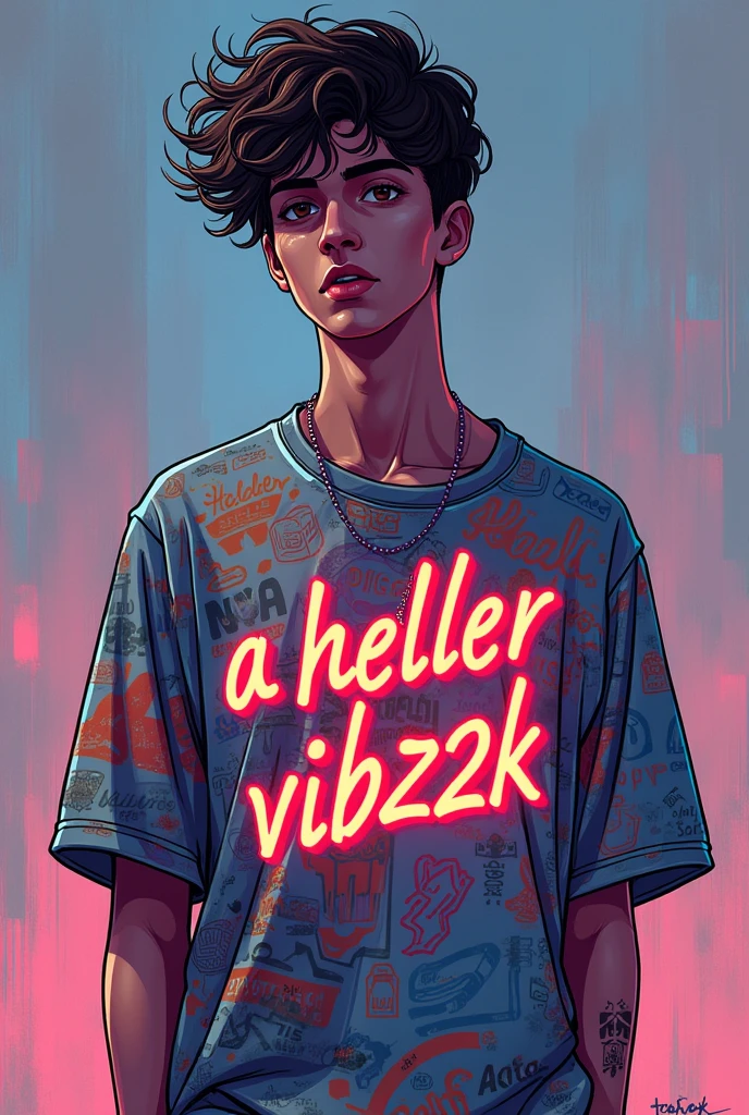 A young man wearing a shirt a HELLER VIBZ22K on his 