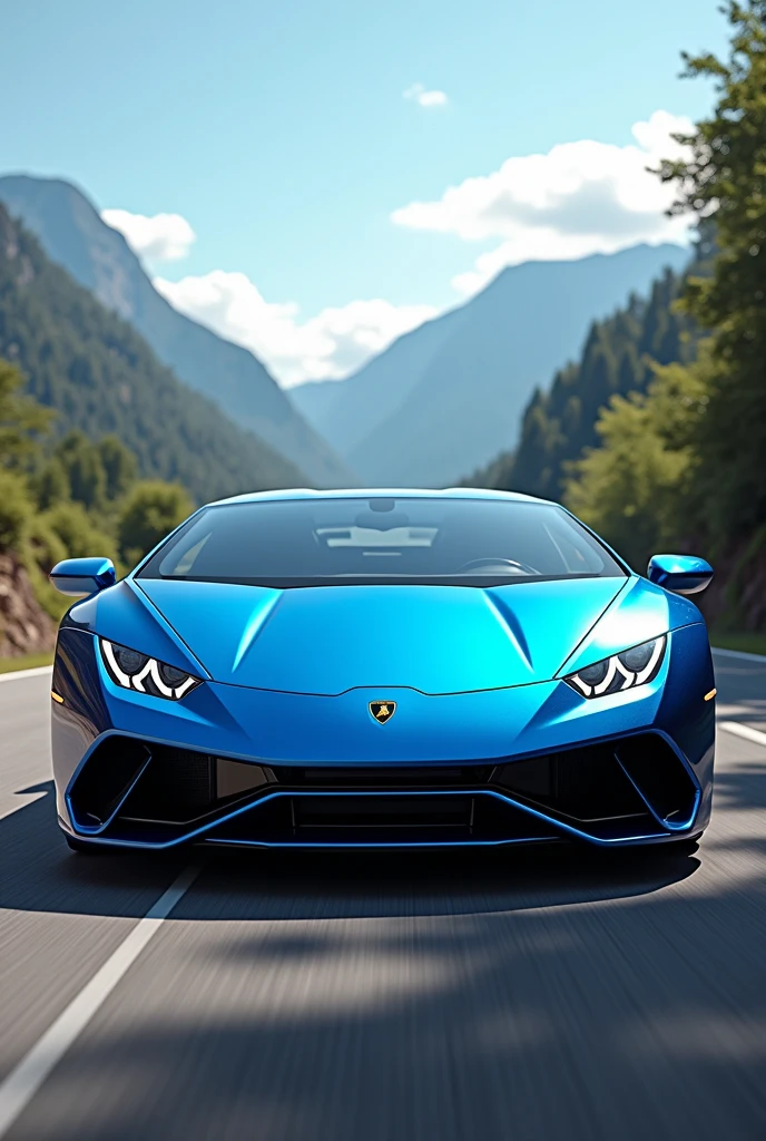 A blue Lamborghini 
