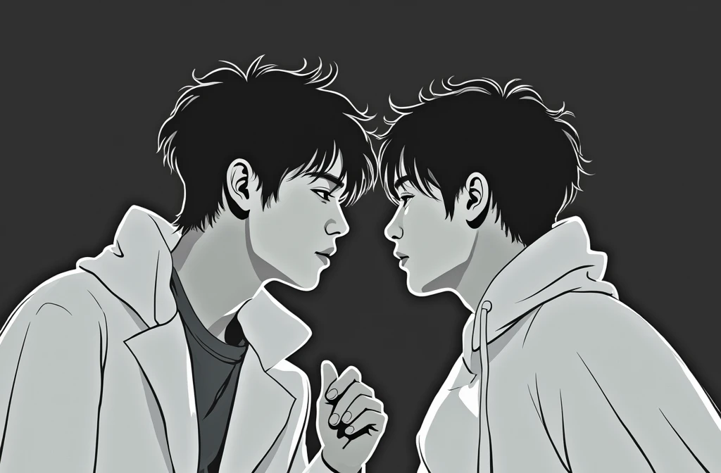 I want to create a silhouette of this photo of Jungkook and Jimin from BTS, WITH WHITE BACKGROUND