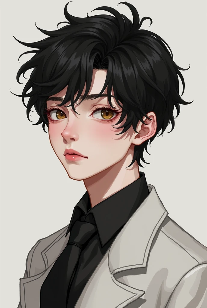 Appearance: Pavel has short hair, Black and messy, with a pink and white skin. His hazel eyes and androgynous appearance make him look youthful and vulnerable.. The clothes she wears are elegant but not so extravagant. 