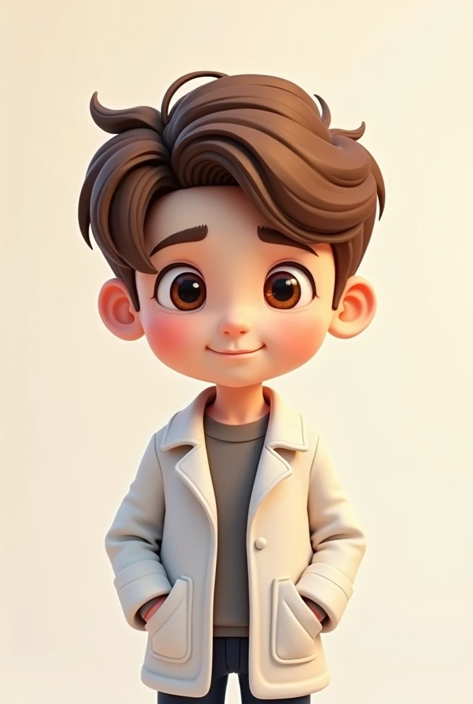 Emoji for screen corner of a boy with white coat and light brown hair