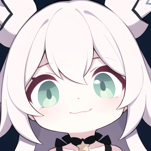 masterpiece,Best quality,1gir,chibi style,chibi,slight smile,Close-up,White background, feixiao, honkai star rail, white hair, green eye, fox