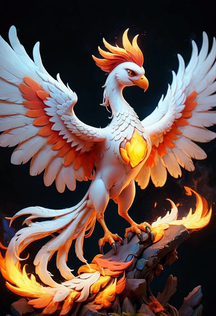 Phoenix, a majestic phoenix, detailed feathers, dramatic lighting, vibrant colors, 8k, highly detailed, intricate texture, glowing embers, sweeping wings, mythical creature, fantasy art, dramatic pose, fiery atmosphere, cinematic composition, masterpiece, best quality, very aesthetic, absurdres