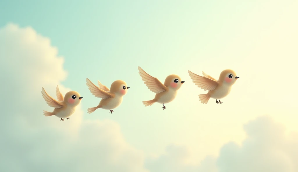 Four little birds, flying in a line,
They’re counting wings, feeling just fine!(