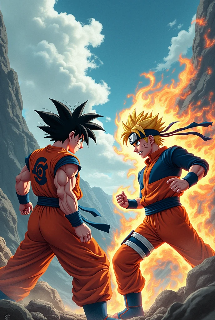 Goku fighting Naruto