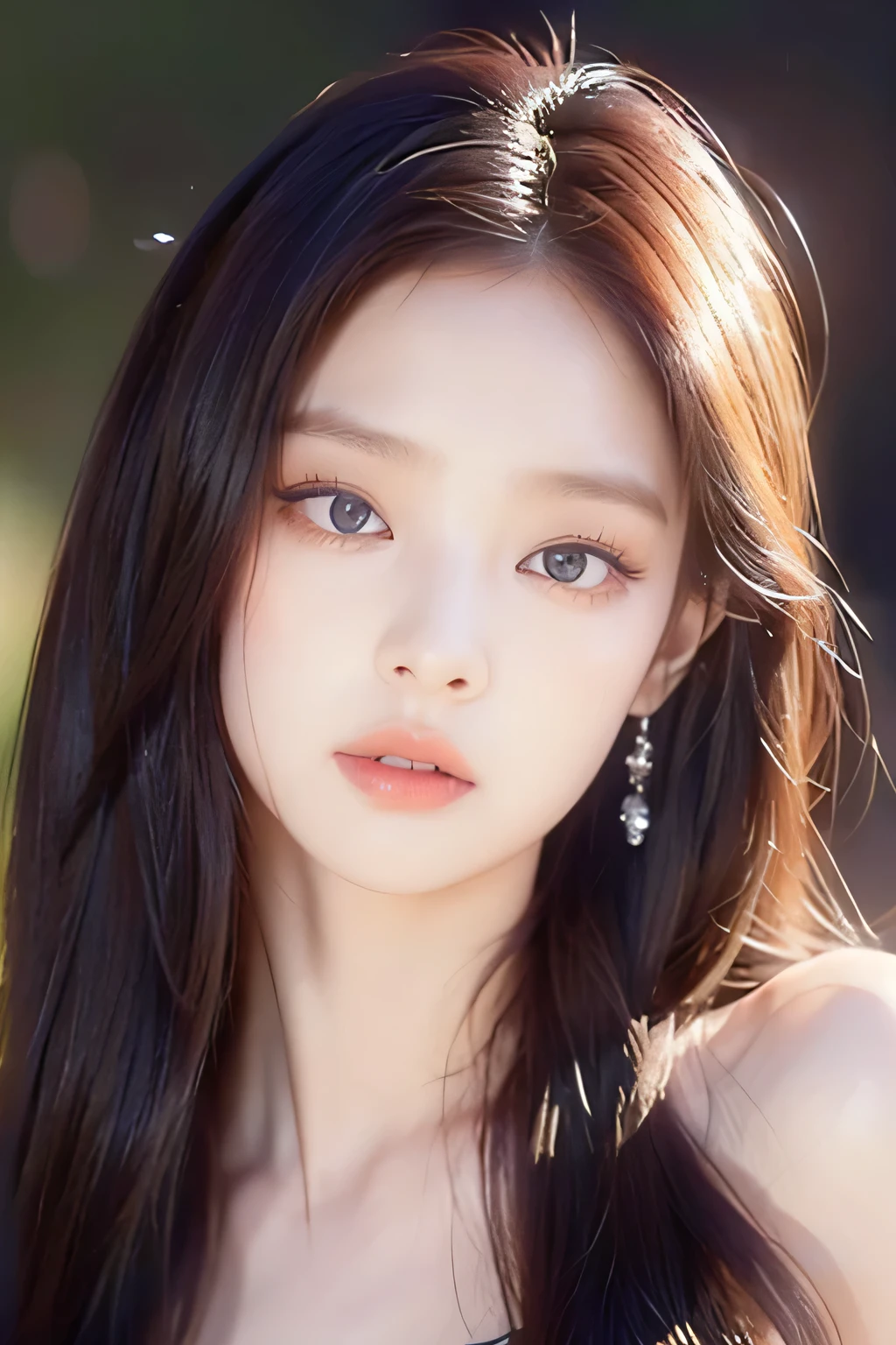 Jennie, fairy dress, long hair, beautiful detailed eyes, beautiful detailed lips, extremely detailed face, longeyelashes, elegant pose, dramatic lighting, cinematic, chiaroscuro, dramatic shadows, pink jour, atmospheric, photorealistic, 8k, best quality, masterpiece, meadow background