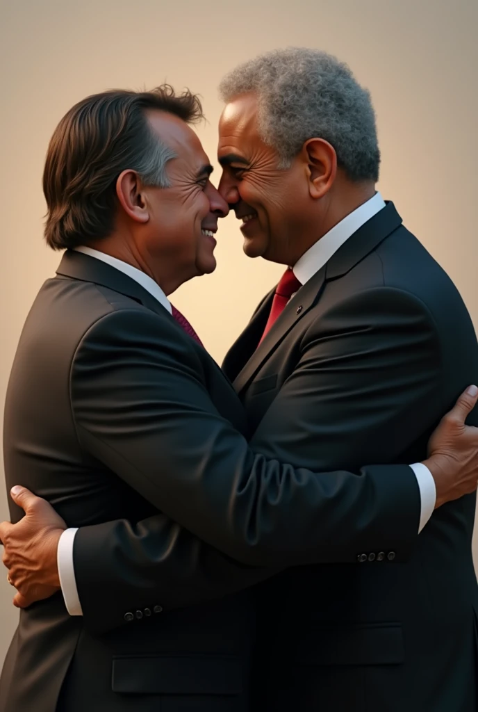 Make Bolsonaro and Lula hugging each other