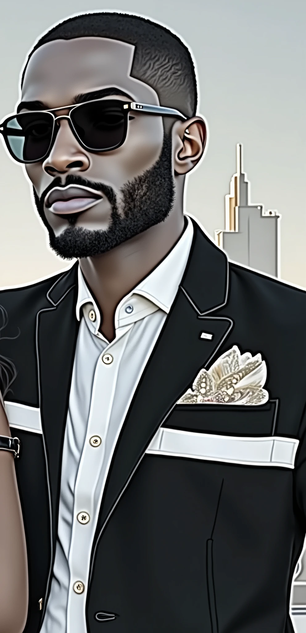 Images of realistic young black man living a luxurious life with a beautiful woman by his side