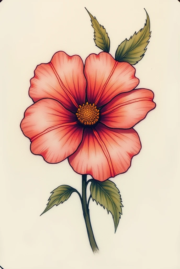 ((Best Quality)), ((masterpiece)), (detailed), colorful flower, with an obvious female vulva shape, sketch for thigh tattoo, It is important to see the shape of the clitoris and the outer lips..
