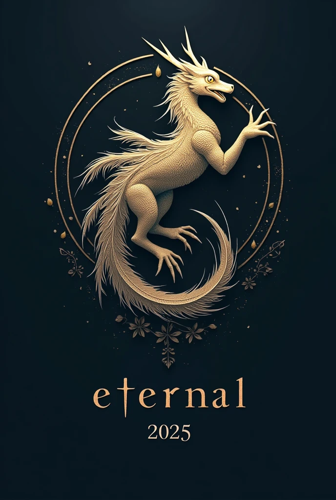 A logo that has to do with the word eternal, combined with an animal that symbolizes eternity and says Eternal 2025,(with italic font and small numbers)
