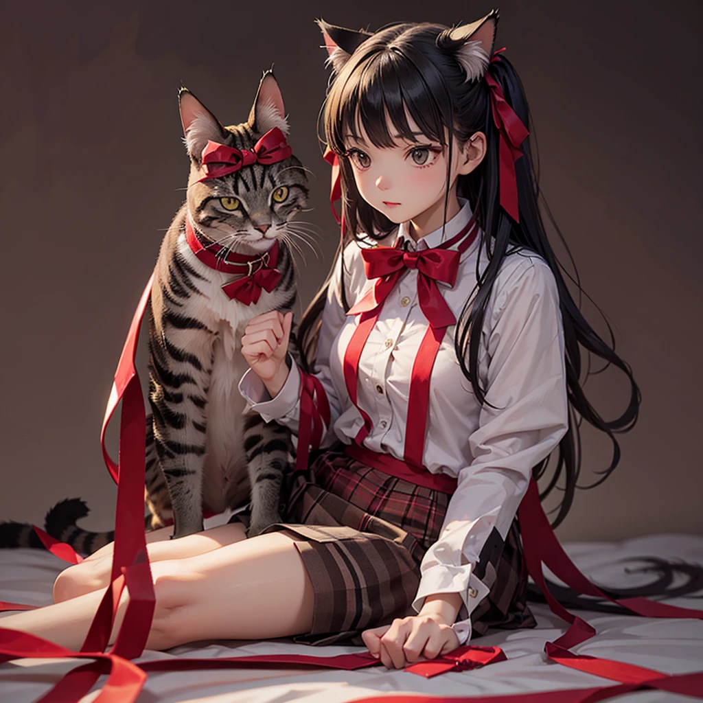 Cat with ribbon