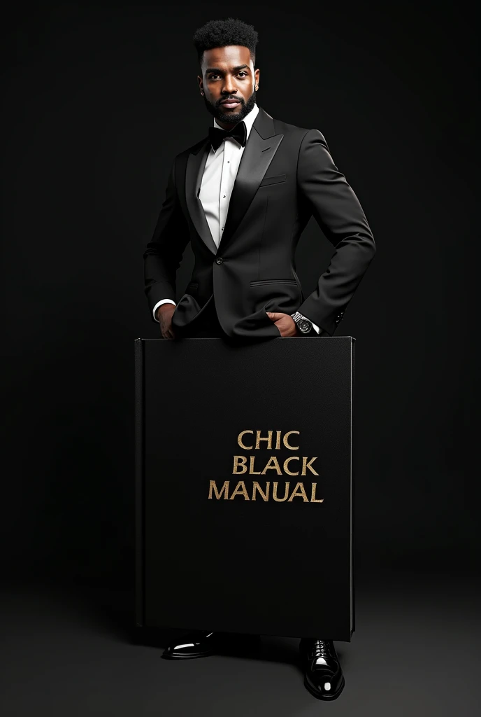 Make a book sideways On the cover a chic black man Written chic black manual