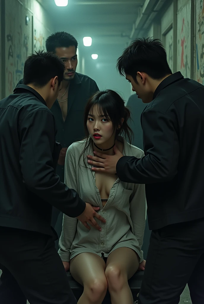 Some gangster were caught a korean hot girl and remove all his clothes and touching his body parts