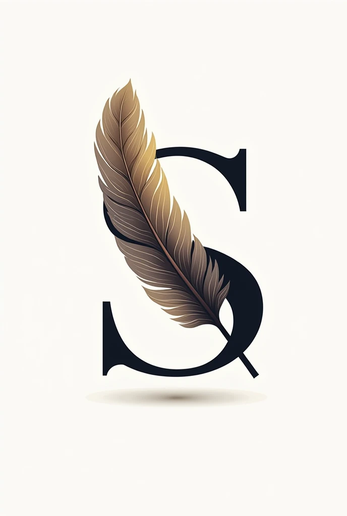 Create a logo from the letter S, with a feather pen in add , perfect logo for graphics designers