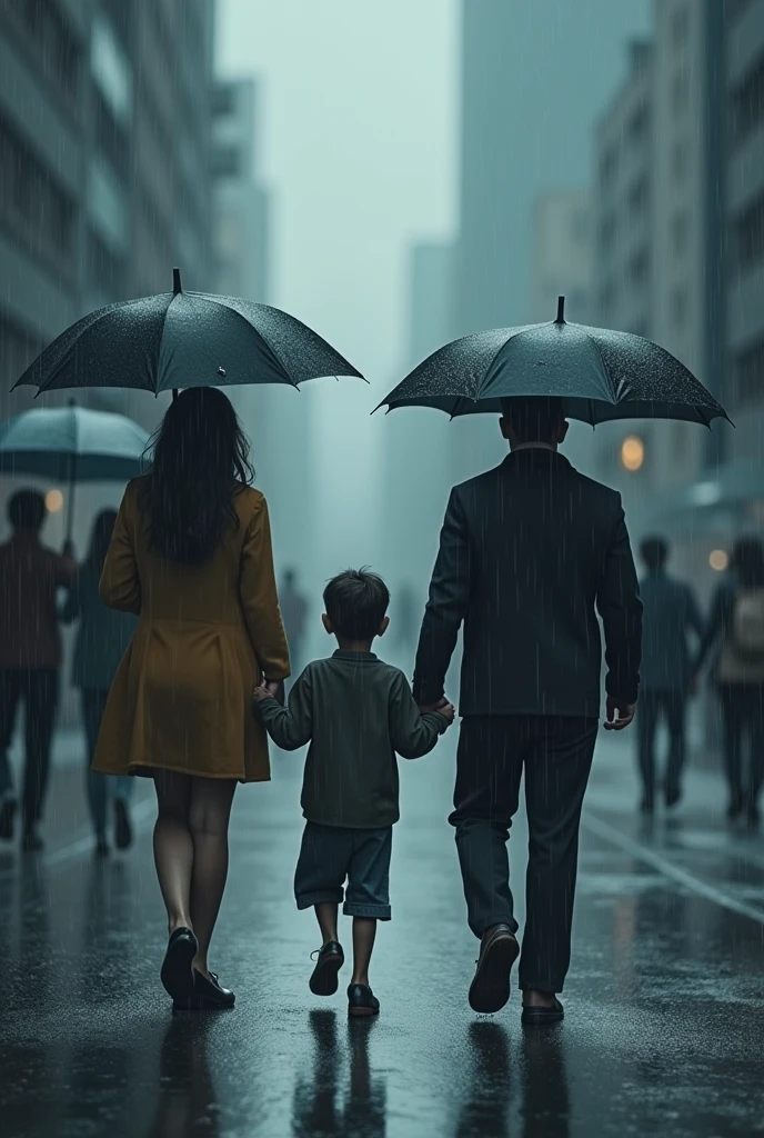 Many couple walking in rain under same umbrella but a lone boy in that rain walking alone (sad) reality
